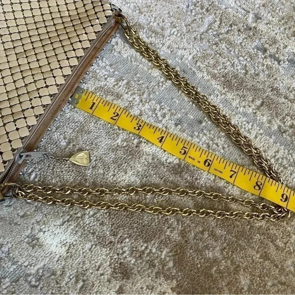 Whiting & Davis Vintage Mesh Metal Purse Shoulder Bag Gold Chain Strap - Picture 14 of 14